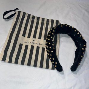 Lele Sadoughi Velvet Crystal Knotted Headband